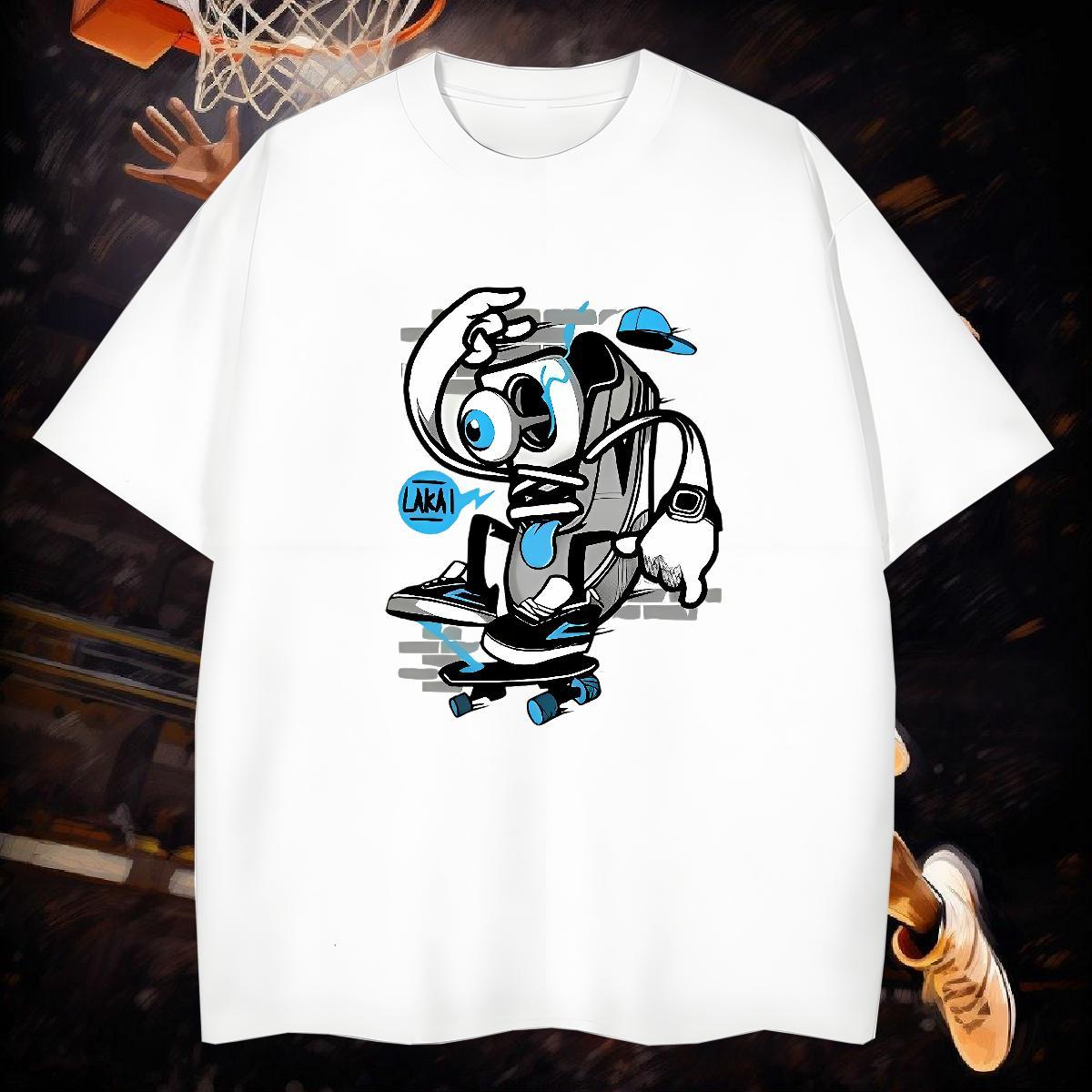 T shirt 100% Cotton 230g painting Daily Outfit Crew Neck Breathable Cartoon Print Men Tees 2024 DIY Wholesale Tops Shirt