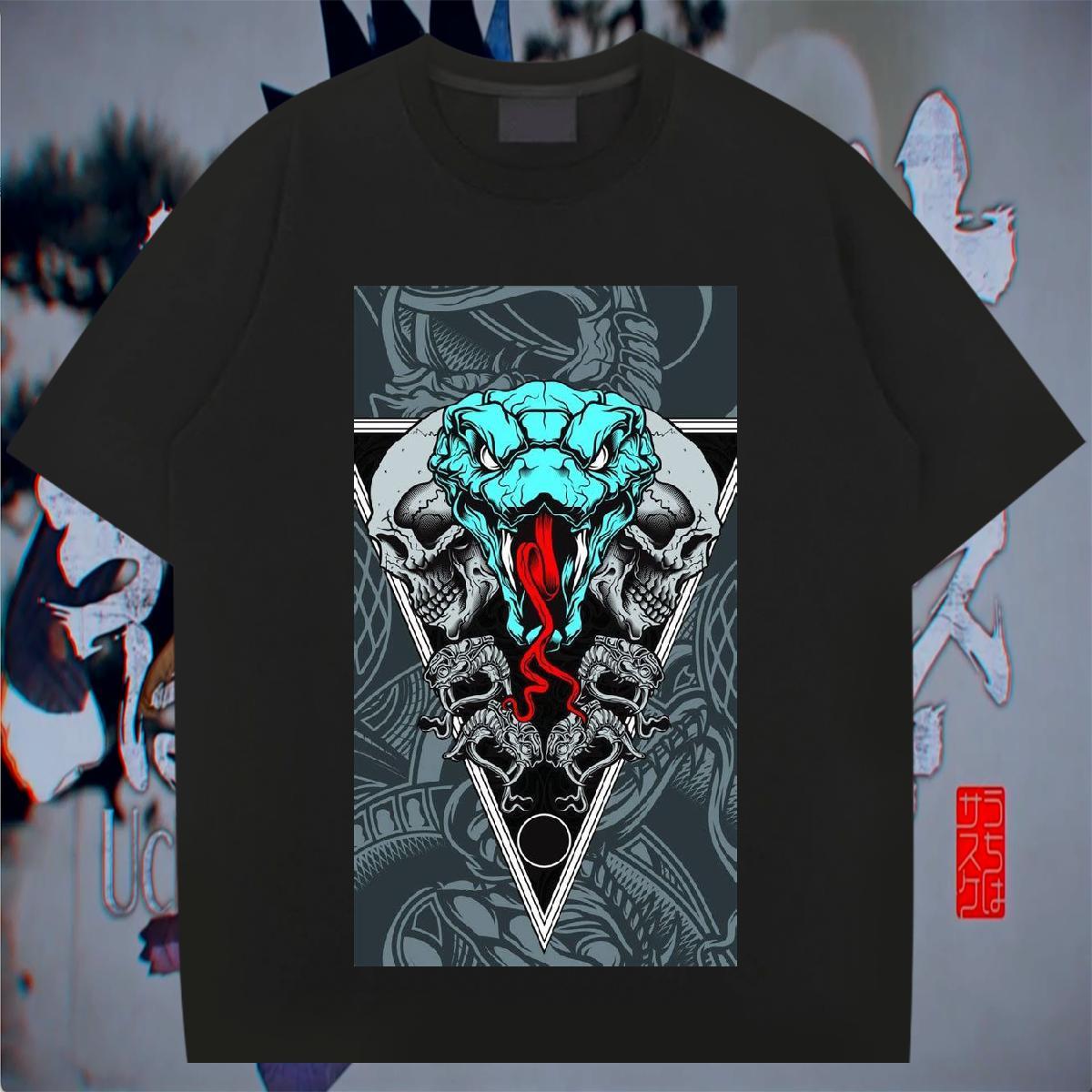 Wholesale Tshirts 230g Cotton Hip Hop snake Oversized 4XL Short Sleeve O-Neck Designer Fashion Mens T Shirts Tees