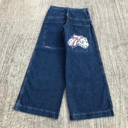 Retro Jeans y2k Harajuku High Street Hip Hop Pocket Loose Jeans For Men and Women Gothic High Waist Wide Denim Trousers 240806
