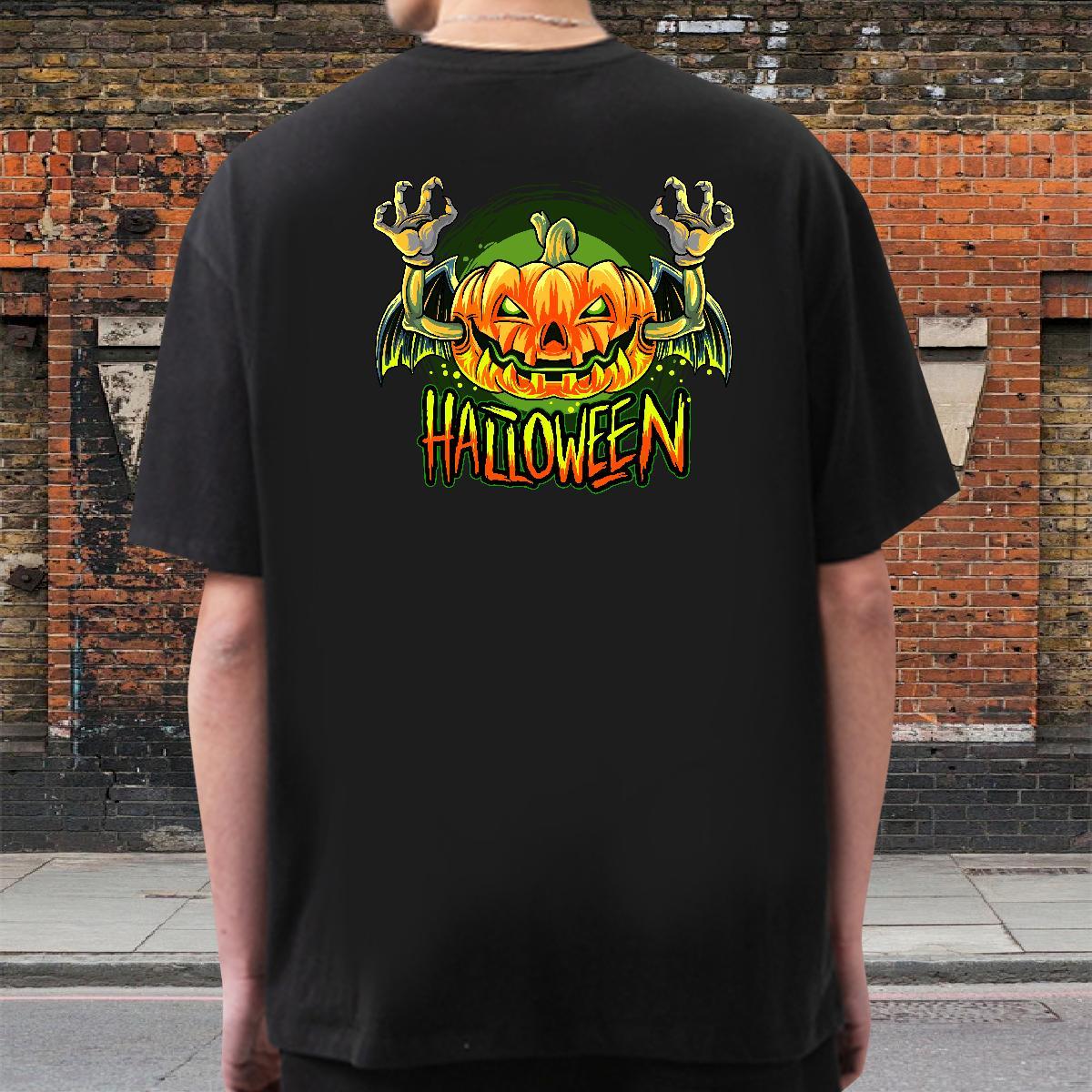 Free Shipping Men T Shirts 230g 100% Cotton pumpkin Casual Beach Clothes Crew Neck Cool Tshirt for Man Woman Custom Print Oversized