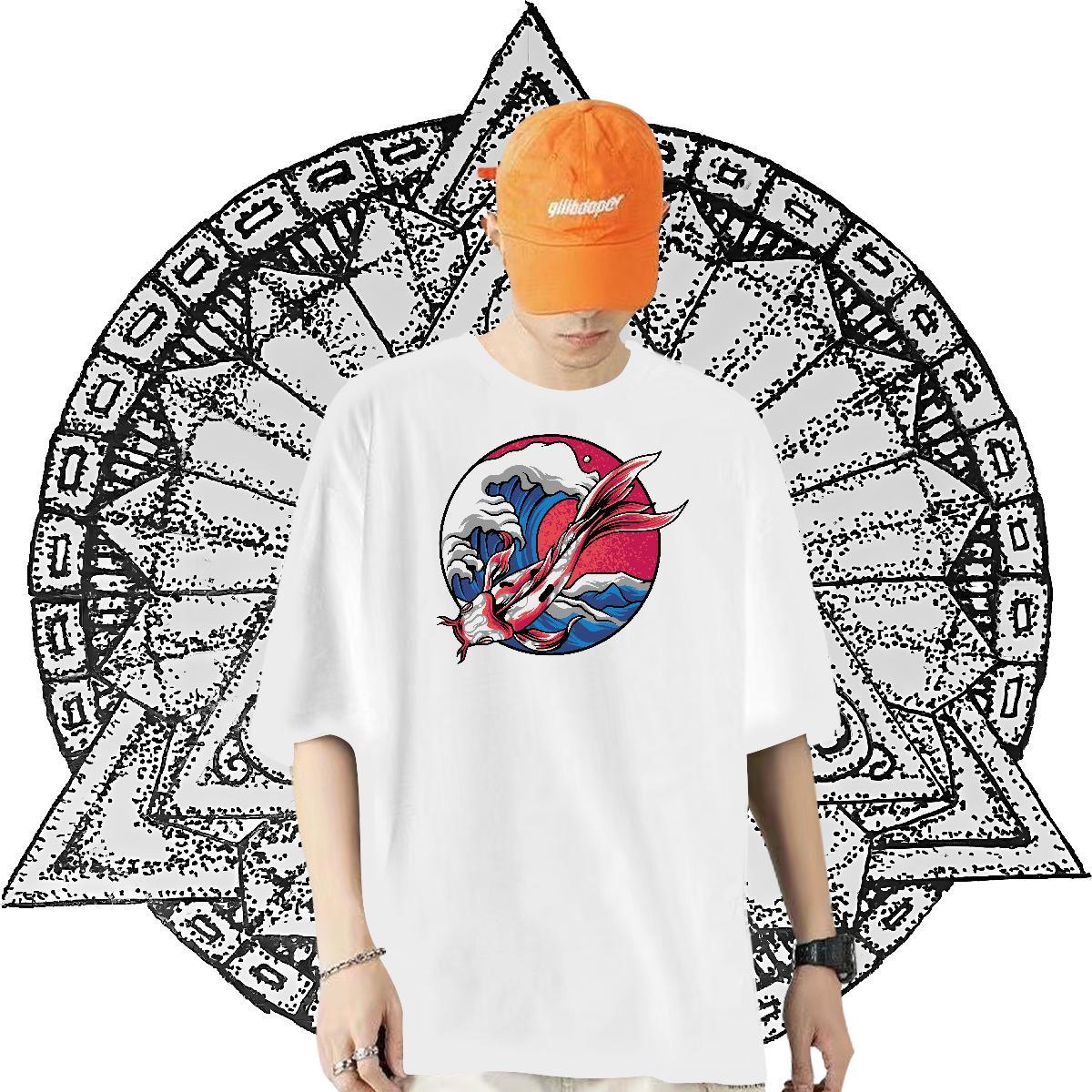 Fashion Casual T-Shirts 230g 100% Cotton Anime Printing Street Wear O Neck Short Sleeves Popular Men Tshirts DIY Printed