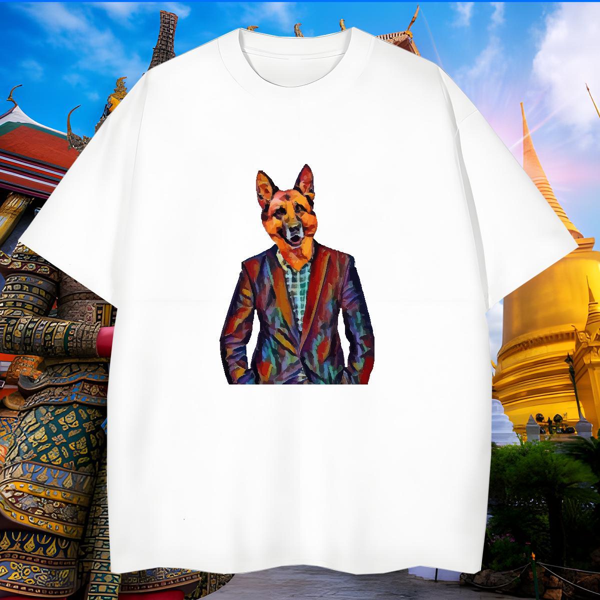 Wholesale Tshirt for Man Woman 230g Pure Cotton Dog T Shirt For Man Daily Outfit Crew Neck Custom Cartoon 2024 DIY Polos