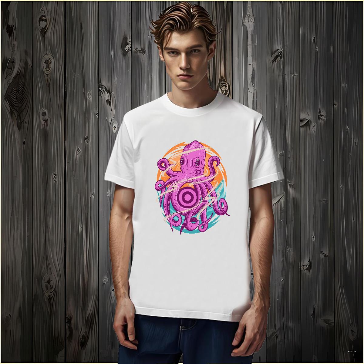Casual New T Shirts Men 230g 100% Cotton octopus Sport Tees Short Sleeve Soft Designer Mens Tshirts Custom Printed
