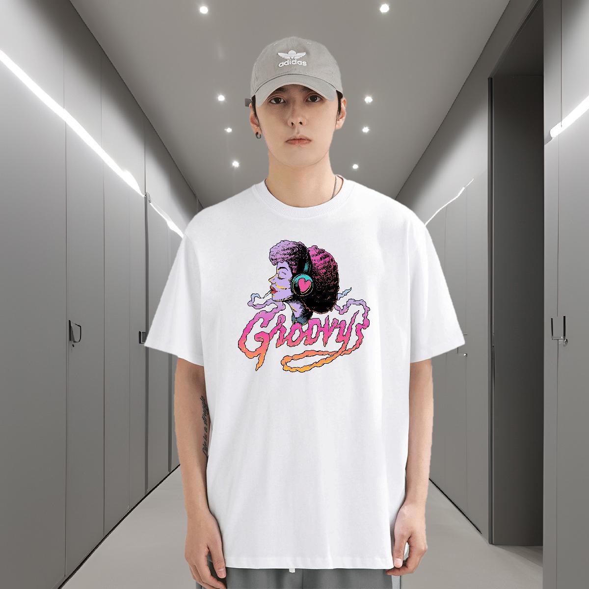 T Shirts Men 230g Cotton portrait Casual Breathable Crew Neck DIY Printed Men Clothes T-Shirt Custom Soft Wear