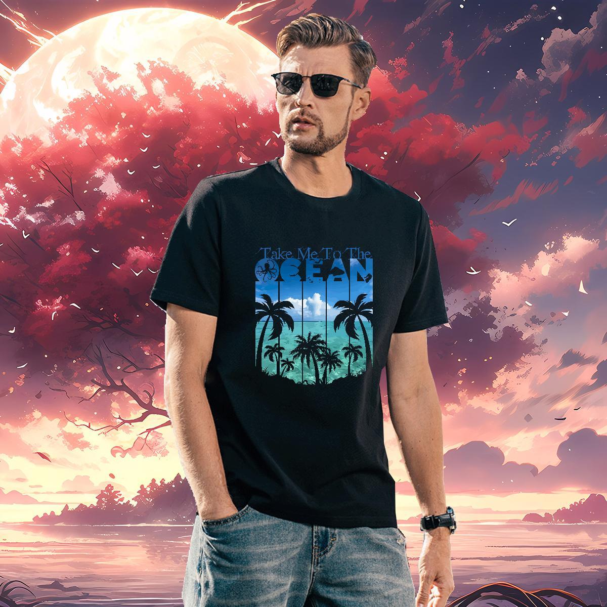 T Shirts Men 230g Cotton tree Anime Printing Street Round Neck Short Sleeve Plus Size Custom Men Clothes T-Shirt Stylist Cool Design Tops Shirt