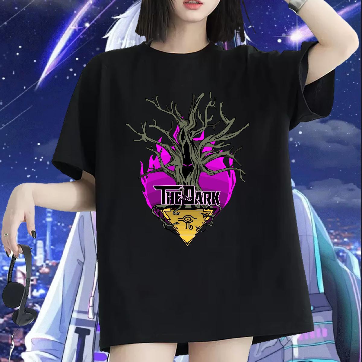 Female T Shirt For Woman O-Neck Short Sleeve Woman Tshirt Plus Size Cartoon tree Casual 100% Cotton 230g 2024 Tops