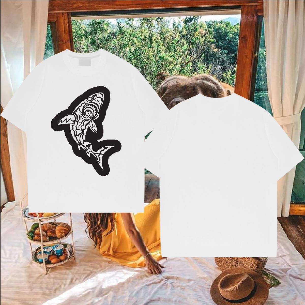 Brand Men T Shirts 230g Cotton fish Summer Casual Tops Shirt Round Neck Short Sleeve Soft Tshirts Asian Size