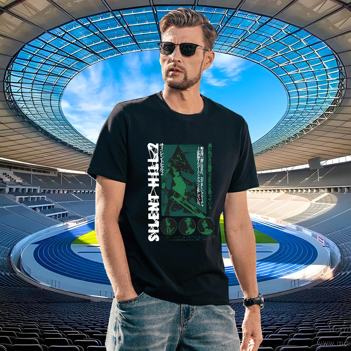 Loose Men Tees 100% Cotton 230g horse Mens T Shirts Sport Pure Cotton Plus Size Cartoon DIY Customized Clothes