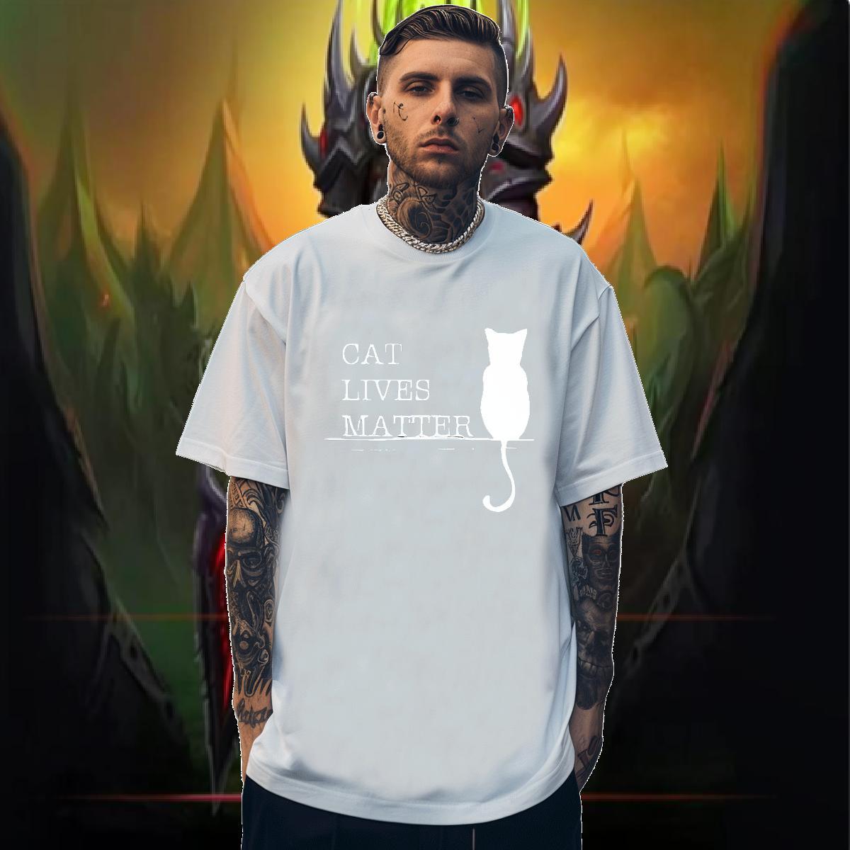 Classic Casual Men T Shirts 230g 100% Cotton cat Street Tees Shirts Pure Cotton High Quality Couples T Shirts Custom Printing