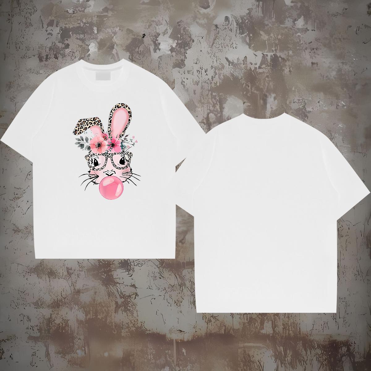 Free Shipping T-Shirts 230g Cotton rabbit Street Wear Tops Shirt Breathable Short Sleeve Cool Design Tshirt for Man Woman Black White