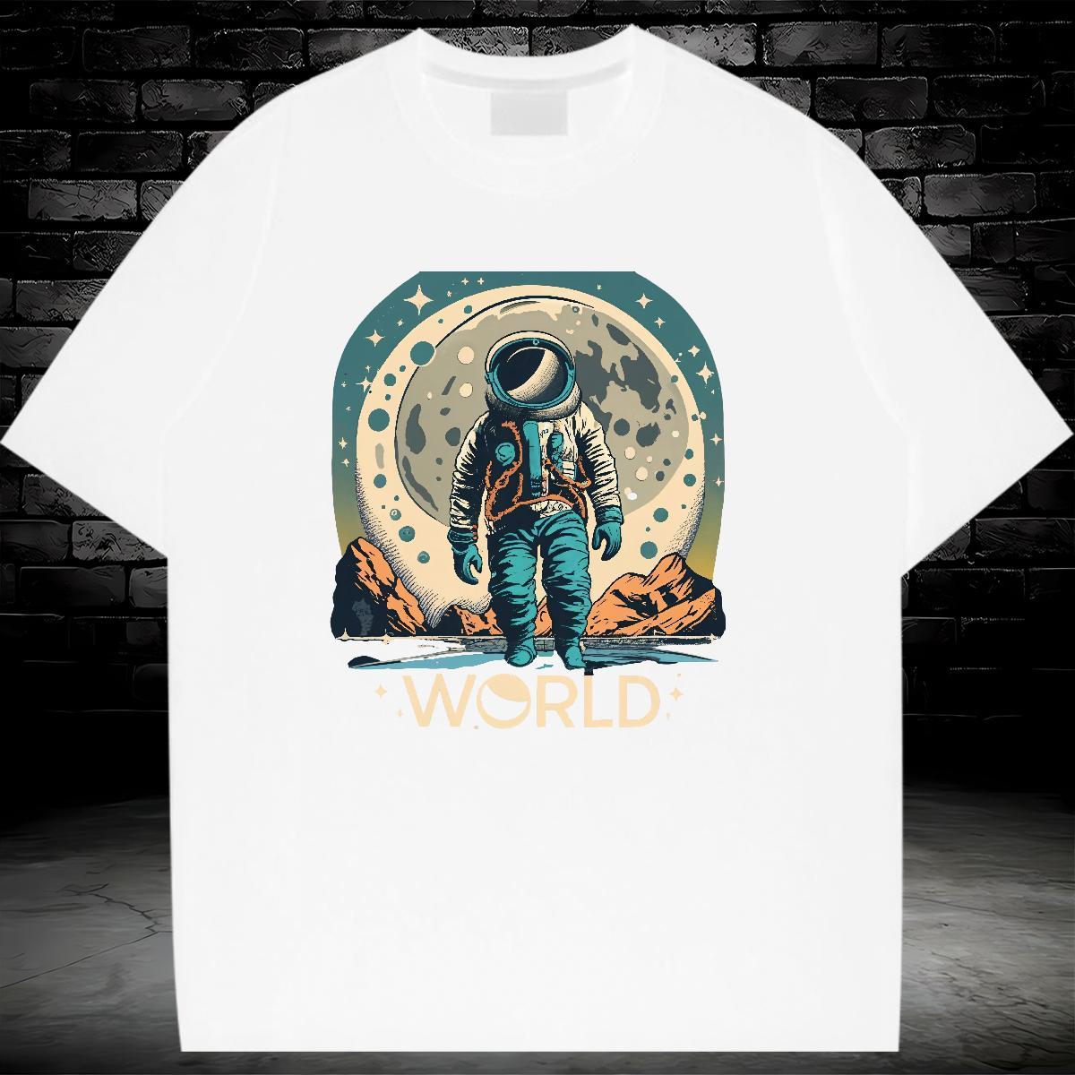 Lady T Shirt For Woman Breathable Crew Neck Unisex Tshirts Custom Cartoon spaceman Casual Daily Wear 230g Cotton TOP Quality Tees