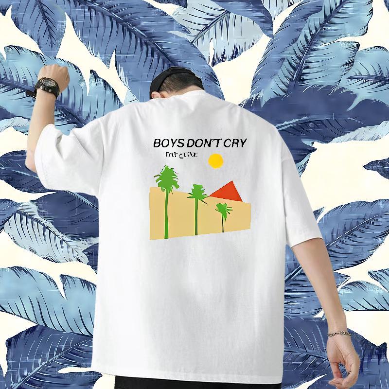 New Arrival T-Shirts 230g 100% Cotton tree Street Wear Tees Round Neck Short Sleeve Cool Men Tops Tees DIY Anime