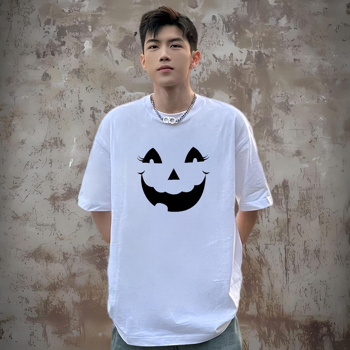 Classic Casual T-Shirts 230g 100% Cotton halloween Sports Casual Polos Crew Neck Breathable TOP Quality Tshirts DIY Logo Oversized