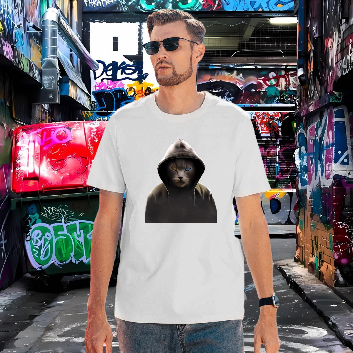 DIY Man T Shirts 230g Pure Cotton cat Casual Daily Wear Clothes Round Neck Short Sleeve Unisex Men Tshirts DIY Logo Oversized