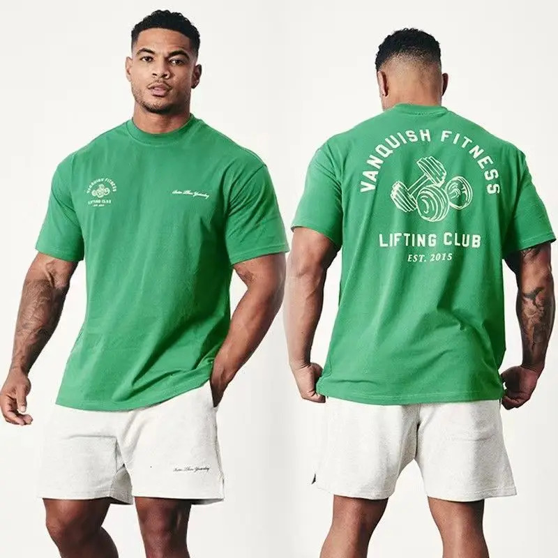 Summer Mens T-shirts Gym Running Training Cotton Round Neck Oversized T-Shirt Fashion Men Clothing Fitness Clothes Top 240806