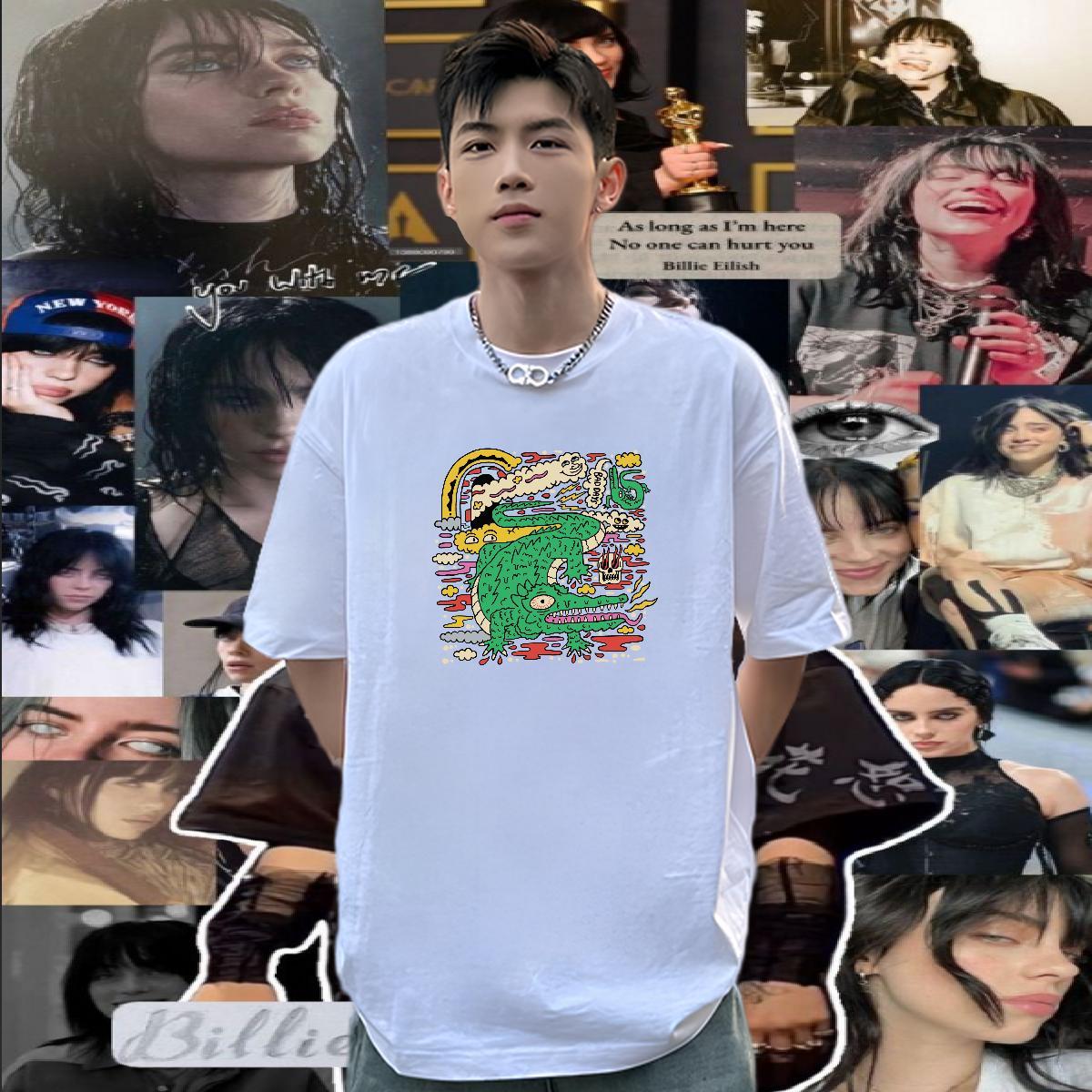 Factory Direct Man T Shirts 100% Cotton 230g crocodile Street Wear Tops Shirt Crew Neck Breathable High Quality Men Tees White Plus Size