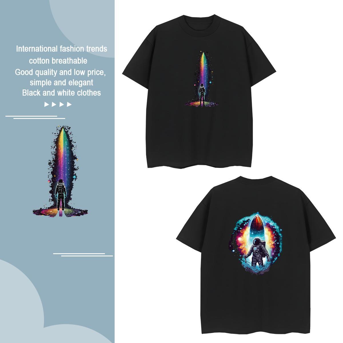 T Shirt For Man 100% Cotton 230g universe High Street Hip Hop Short Sleeve Soft Custom Cartoon Men Tops Tees New Designer Loose Clothes