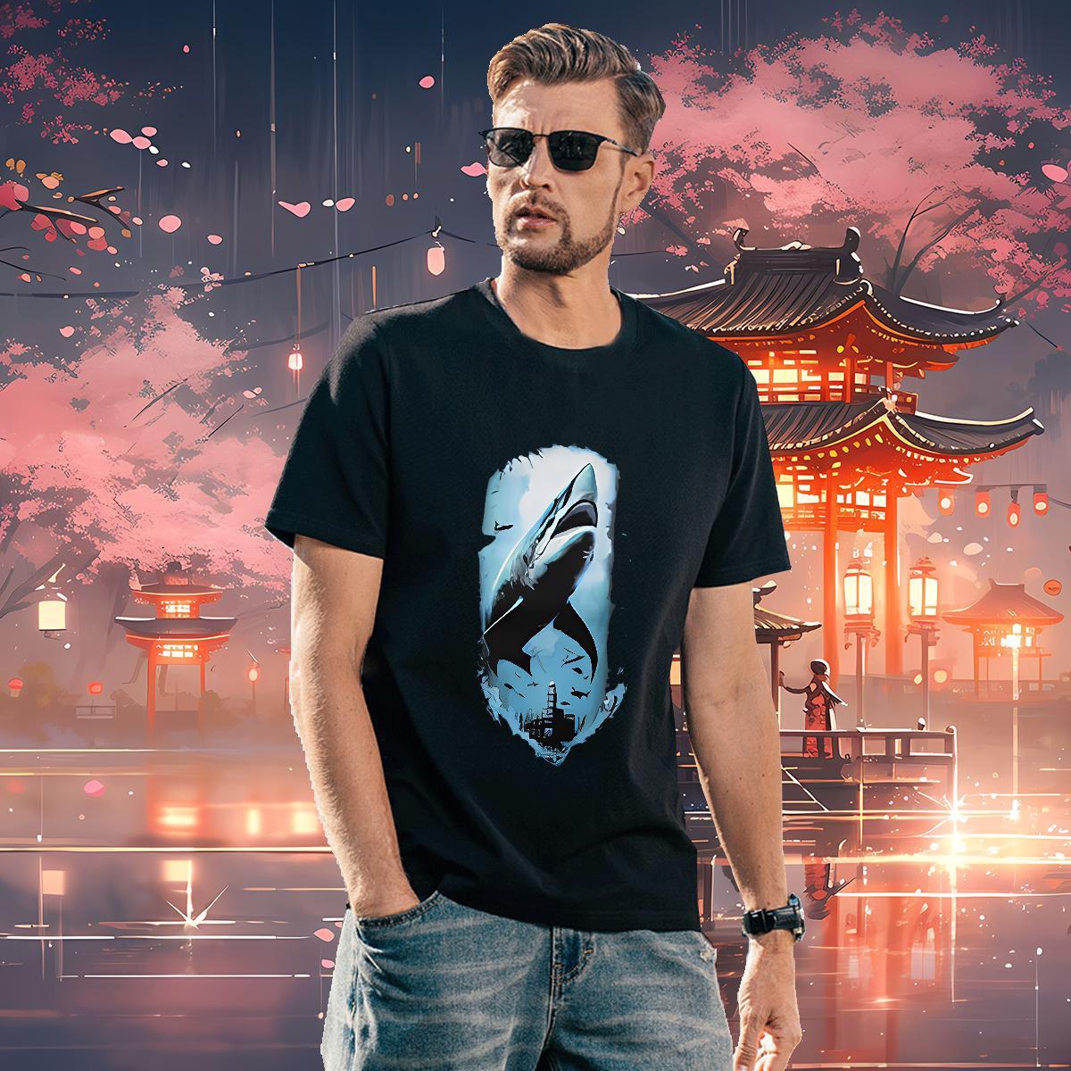 Cool Design Tshirt for Man Woman 230g Pure Cotton shark T-Shirts Casual Crew Neck Anime Factory Direct Clothes