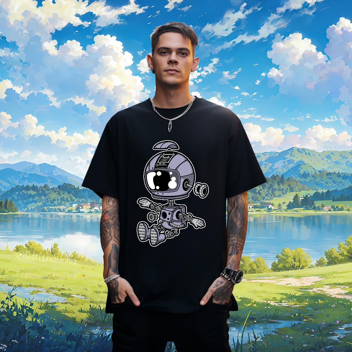 Man T Shirts 230g Pure Cotton cosmonaut Sport Crew Neck Breathable Oversized Couples T Shirts Fashion Designer Loose Top Tees