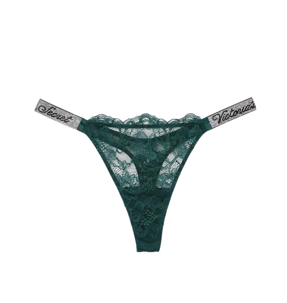 VS Fashion Women Plus Size Panties Letter Rhinestone Lingerie Briefs T Back Thongs Set Colorflu Sexy G String Set