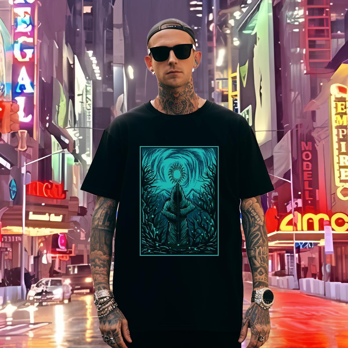 T-Shirts for Men 230g Pure Cotton painting Sports Casual Breathable Short Sleeve Customized Mens Tshirts 2024 Summer Loose Tees