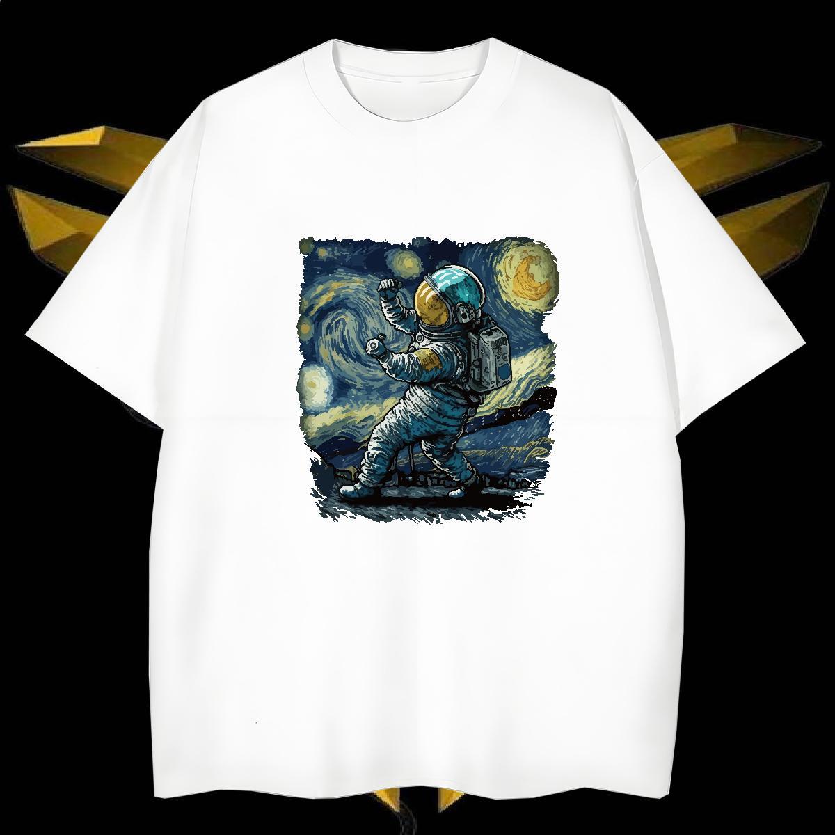 Mens T Shirts 230g Cotton cosmonaut High Street Hip Hop Breathable Crew Neck White Plus Size Men Tshirts Fashion Designer Free Shipping Tees