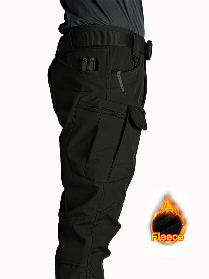 Flap Pocket Mens Fleece Straight Leg Cargo Pants Loose Casual Tactical Work For Hiking Climbing 240806