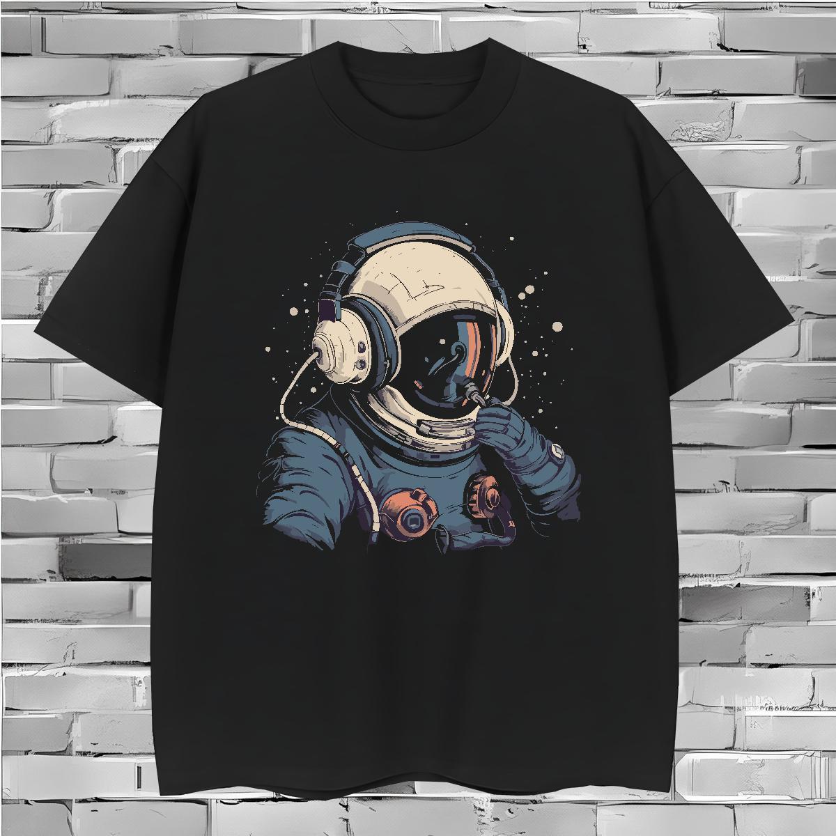 T Shirts Men 230g Cotton cosmonaut Home Outdoor Breathable Short Sleeve Custom Big Size Couples T Shirts Brand Wholesale Clothings