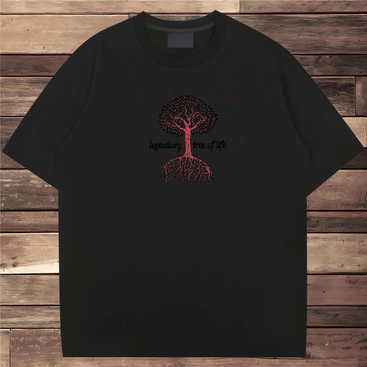 T-Shirts for Men 230g Cotton tree Daily Wear Breathable Plus Size Cartoon Men Tops Tees Fashion Designer Polos