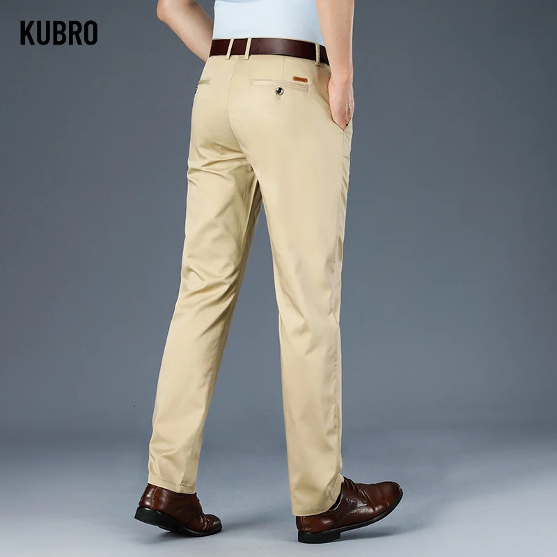 KUBRO Summer Thin Cotton Loose Straight All Match Suit Pants Korean Office Mens Business Casual Trousers Large Size 2842 240806