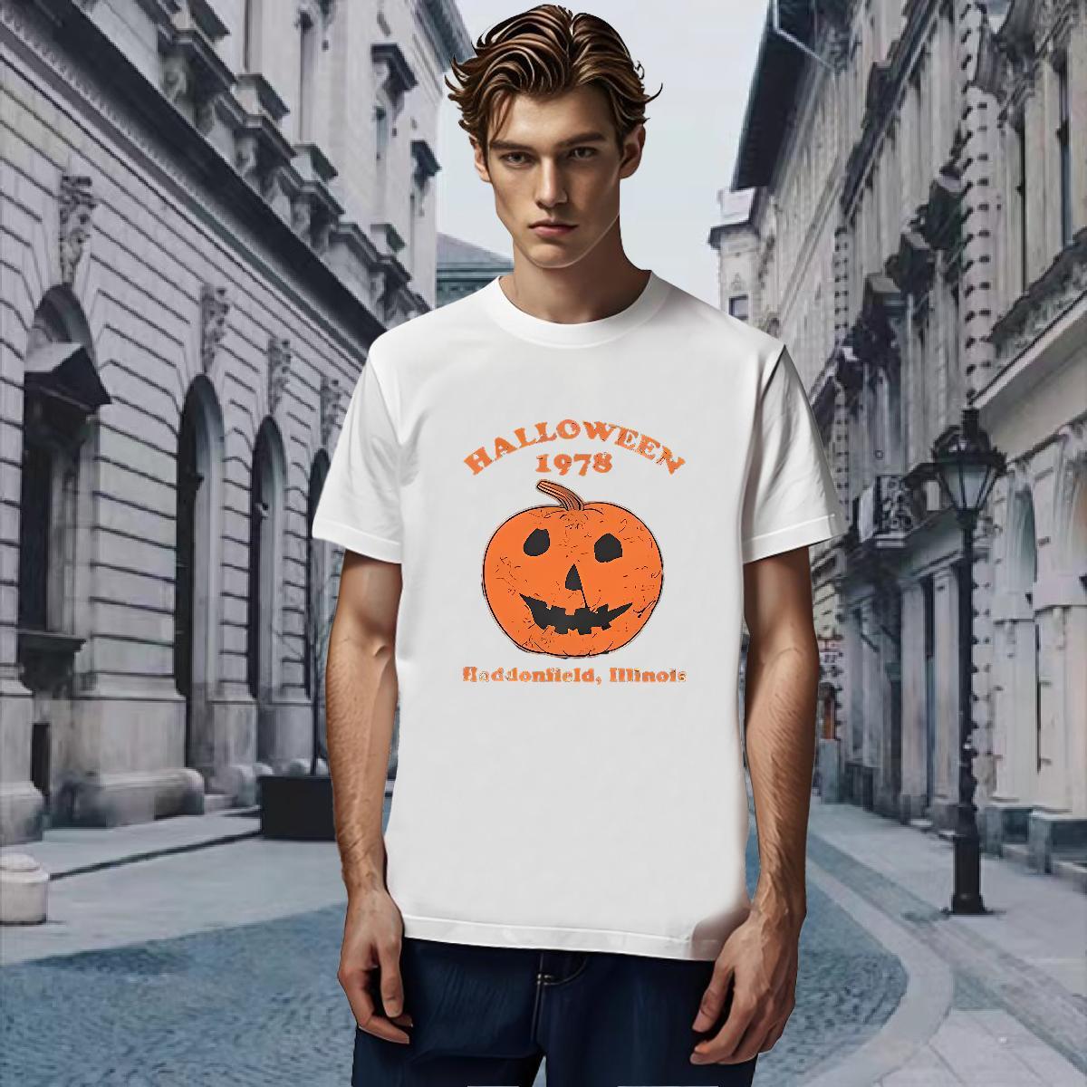 Mens T Shirts 100% Cotton 230g halloween Daily Wear O Neck Short Sleeves Anime Tshirt for Man Woman Casual New Brand Tshirts