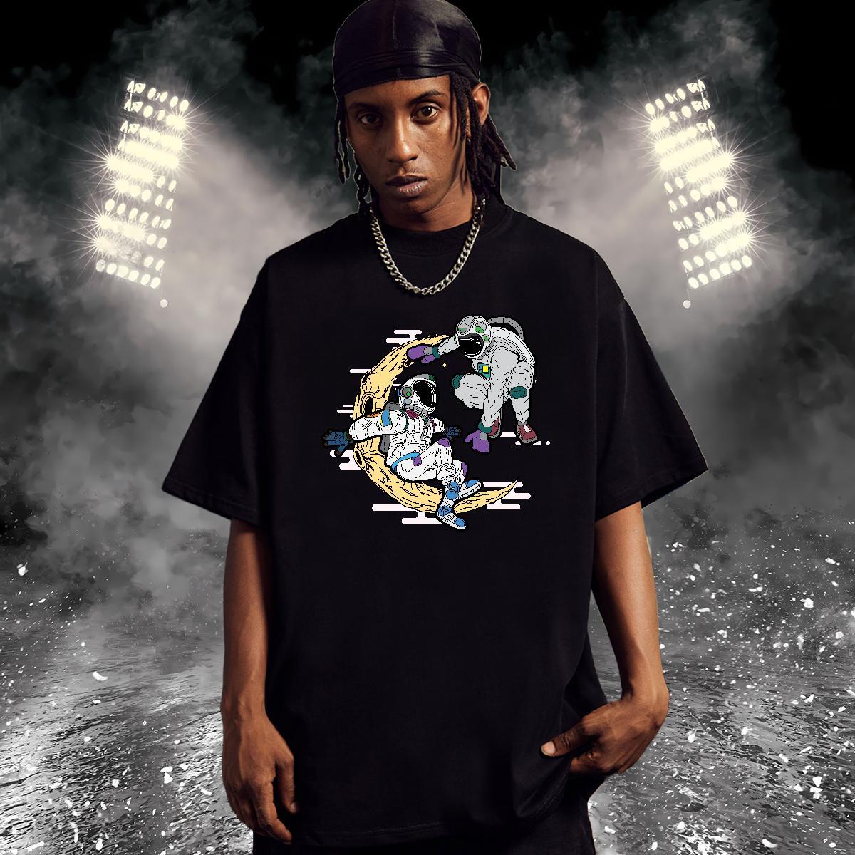 Mens T Shirts 230g Cotton spaceman High Street Hip Hop Crew Neck Breathable Floral Print Men Tees Customized Designer Tops Tees