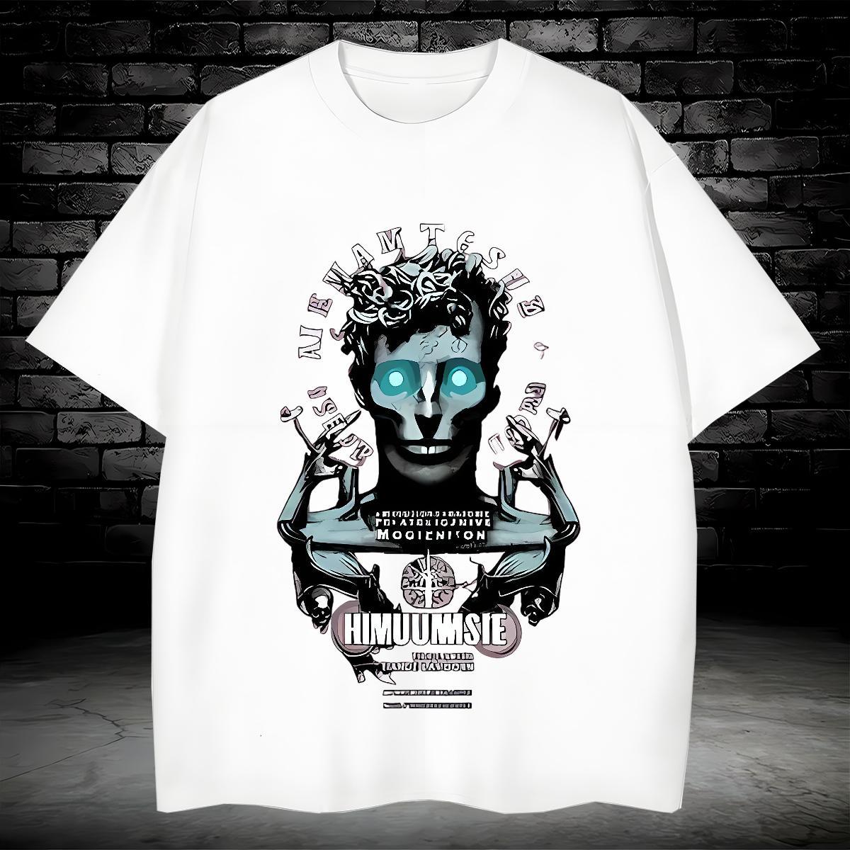 T shirt 230g 100% Cotton portrait Sport Breathable Crew Neck Skull Men Tees Designer TOP Quality Tees Shirts