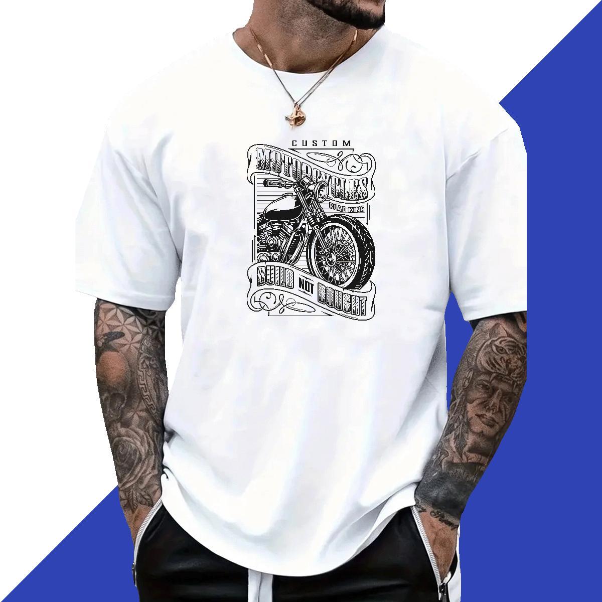 Soft Couples T Shirts 100% Cotton 230g Casual Motorcycle DIY Printed Breathable Classic Casual T-Shirts for Men Tees