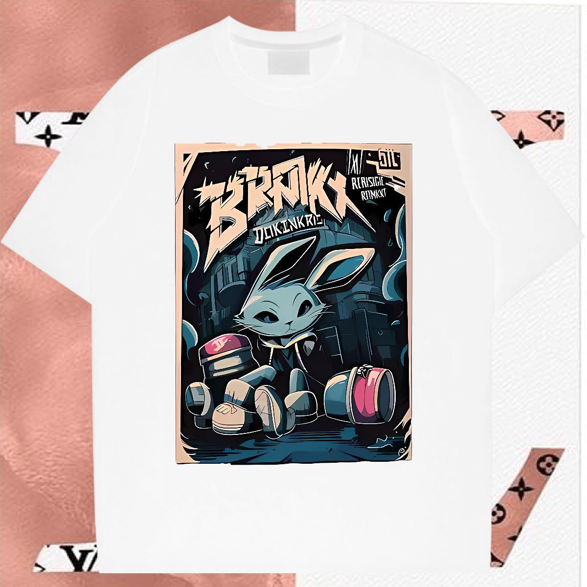 New T shirt 100% Cotton 230g rabbit Casual Tops Shirt Crew Neck Comfortable Men Tees Custom Printed