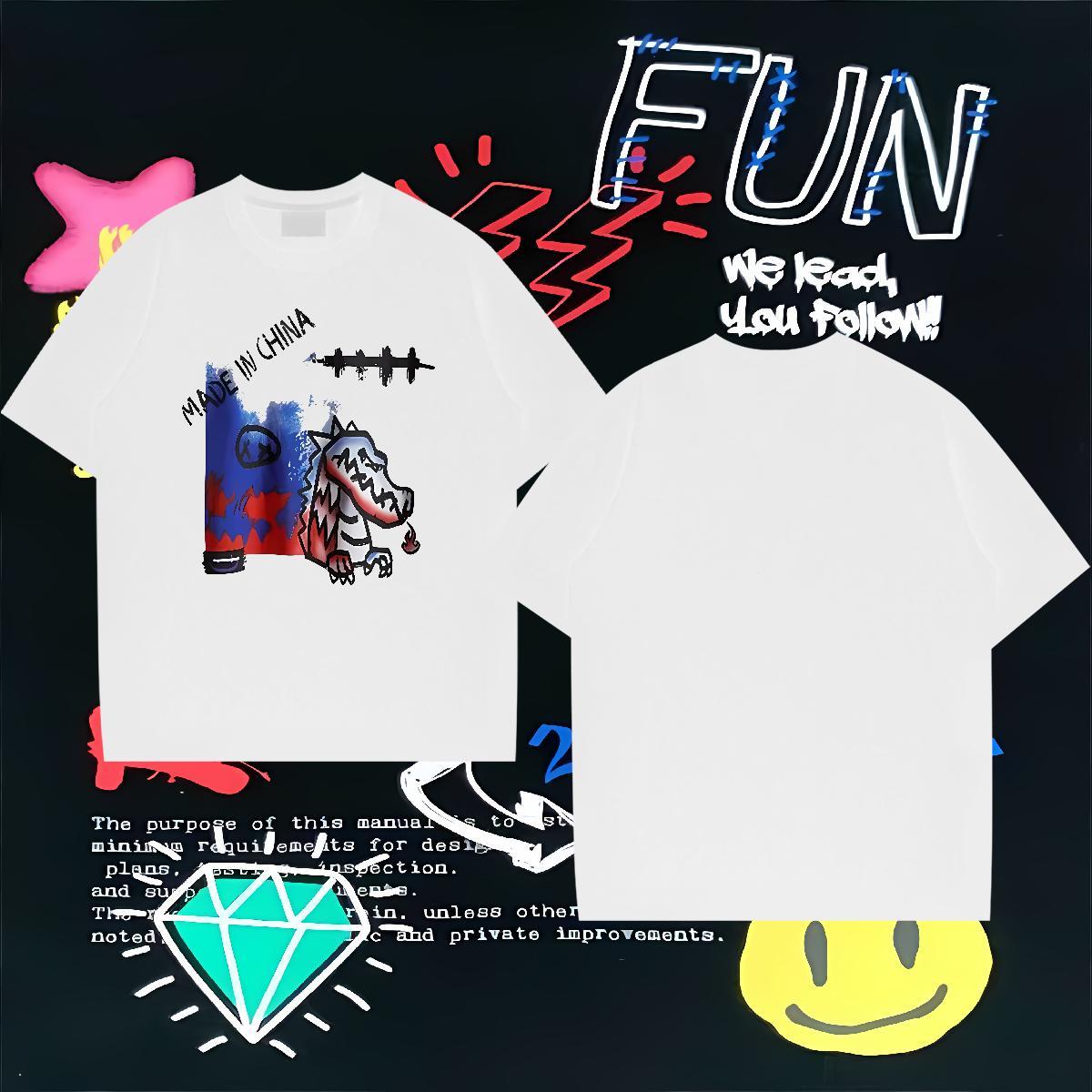 Free Shipping T-Shirts for Men 230g 100% Cotton dinosaur Casual Beach Tops Shirt Breathable Popular Tshirts Oversized 4XL