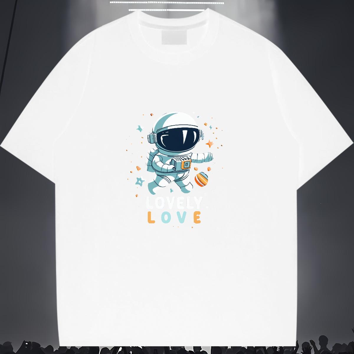 Lady Womens T Shirts Breathable Short Sleeve Unisex Tshirts Plus Size Custom spaceman Outdoor 230g 100% Cotton 2024 Casual Polos