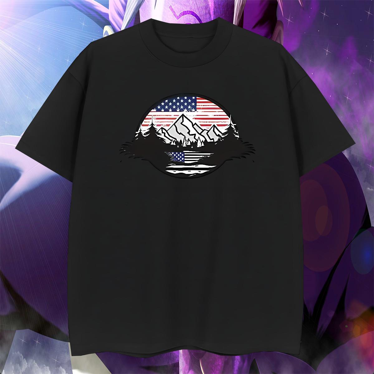 Loose Men Clothes T-Shirt 230g 100% Cotton Anime Printing Street mountains Plus Size Cartoon Breathable Crew Neck New Arrival T-Shirts for Men Tshirts