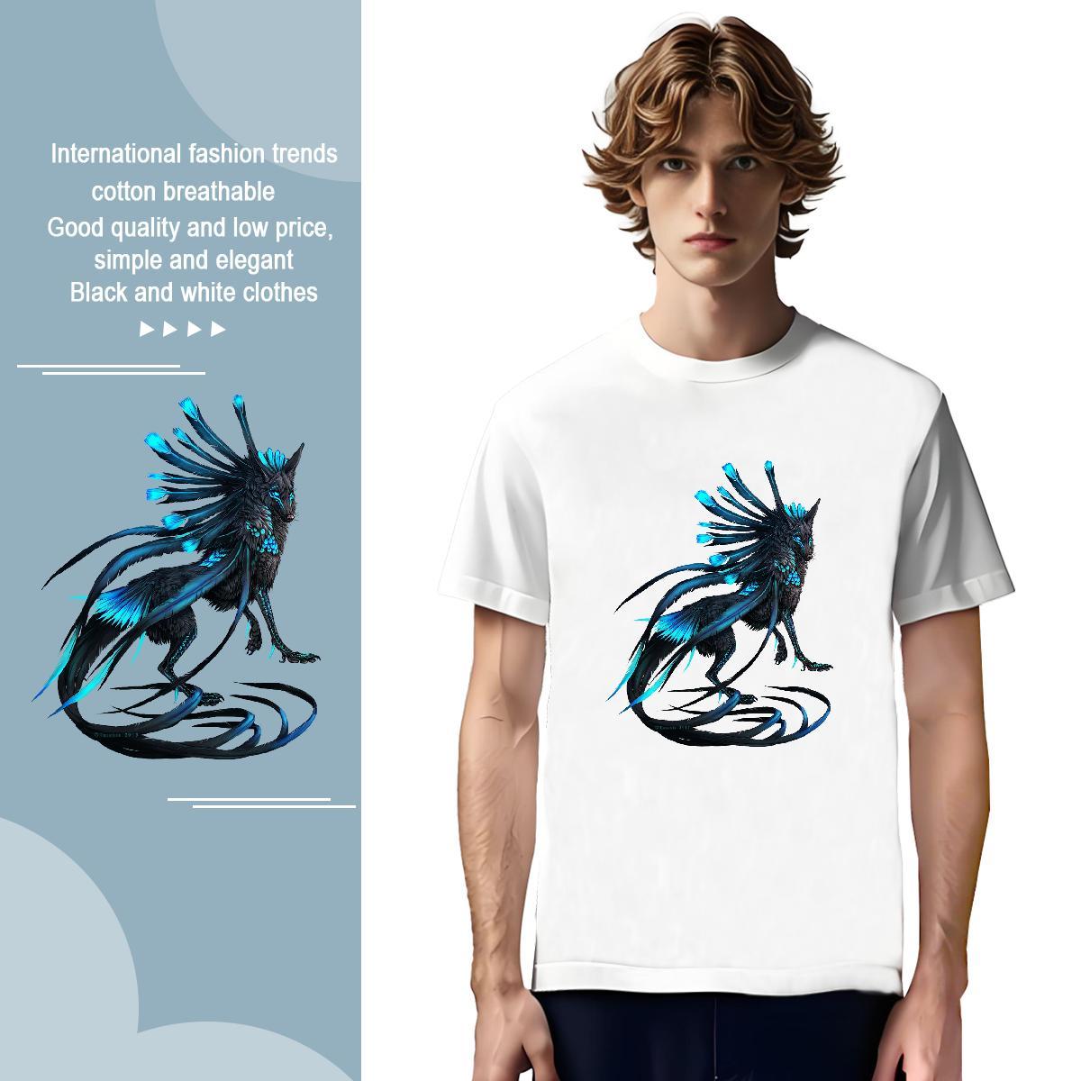 T-Shirts for Men 230g Pure Cotton wolf Street Casual Short Sleeve Soft Custom Print Oversized Men Tshirts Brand Loose Tees Shirts