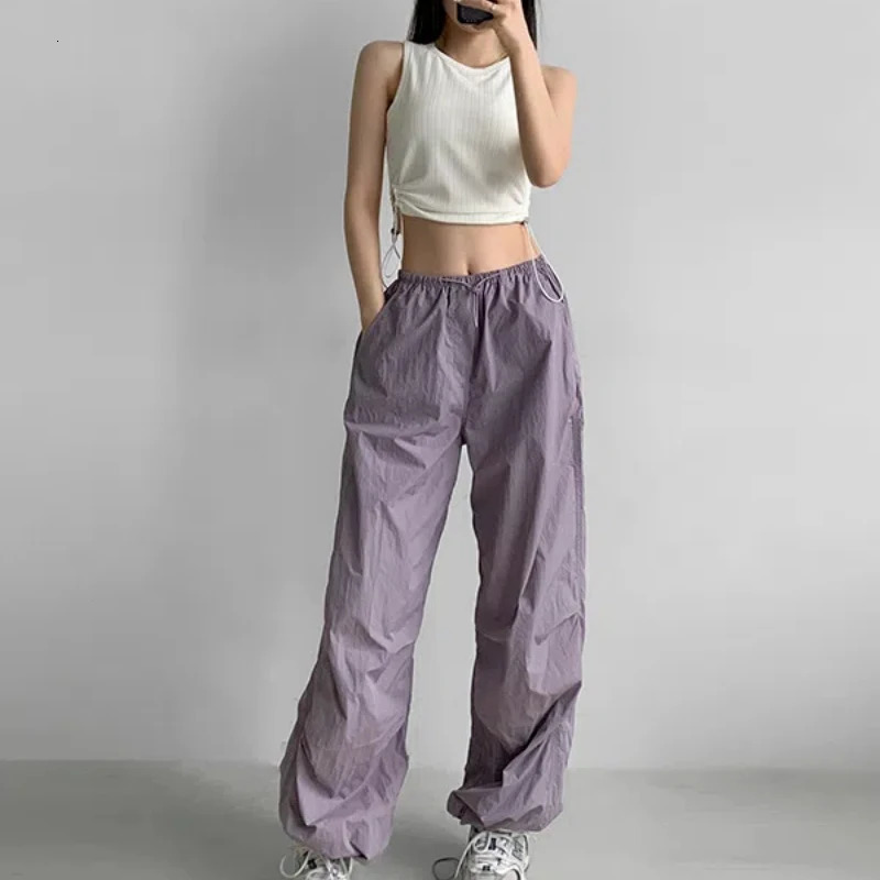 Spring Summer Streetwear Wide Leg Sweatpants Harajuku Big Pockets High Baggy Waist Cargo Trousers Women Clothing Z260314