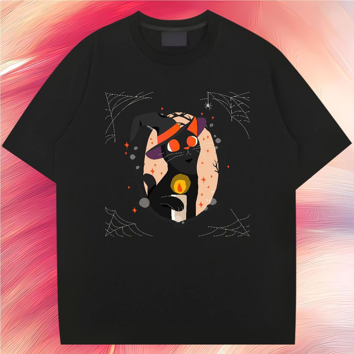 Man T Shirts 230g Pure Cotton cat Anime Printing Street Breathable DIY Logo Oversized Mens Tshirts 2024 DIY Classic Tops