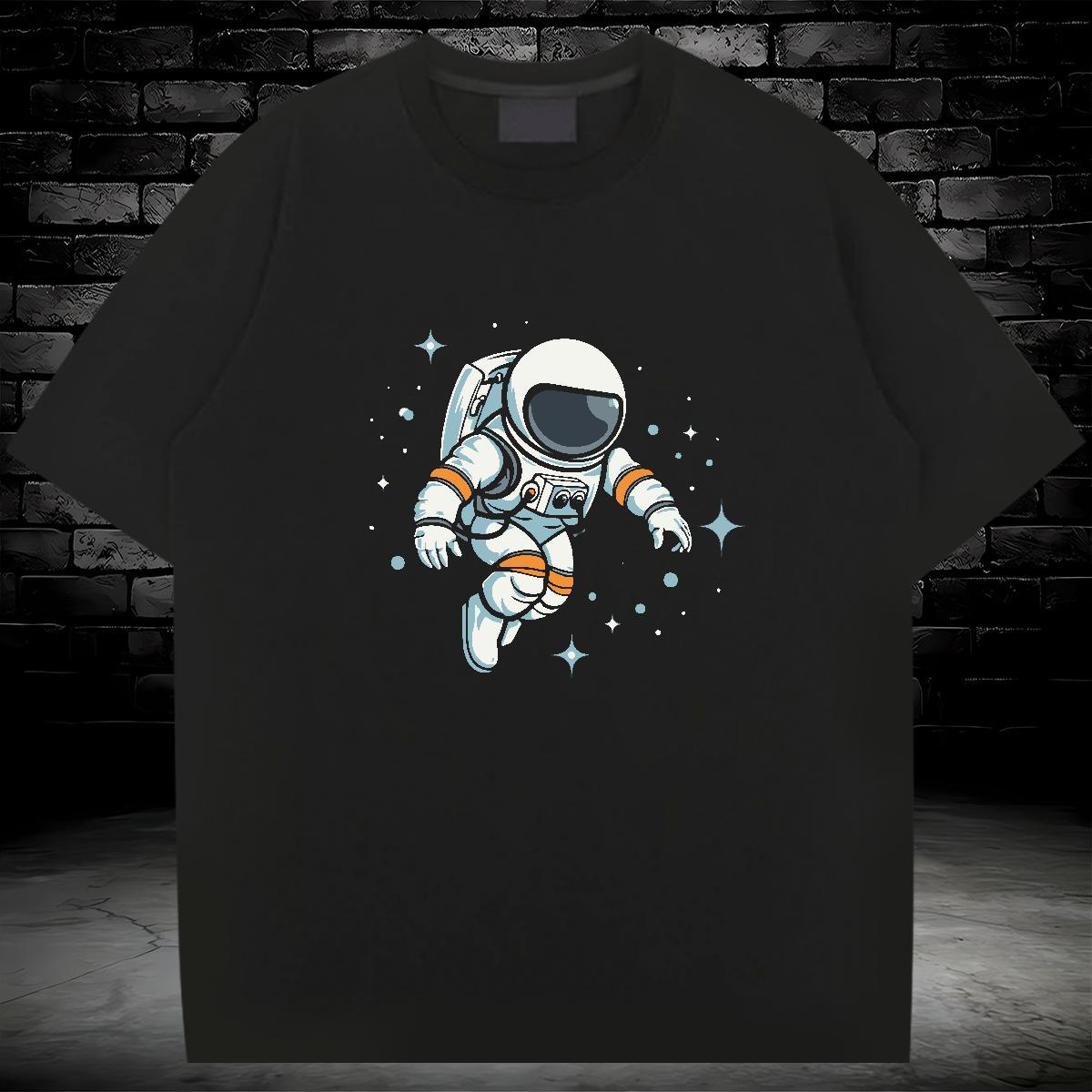 T Shirts Men 230g 100% Cotton cosmonaut Street Breathable Short Sleeve Oversized 4XL Men Tshirts New Comfortable Tops Tees