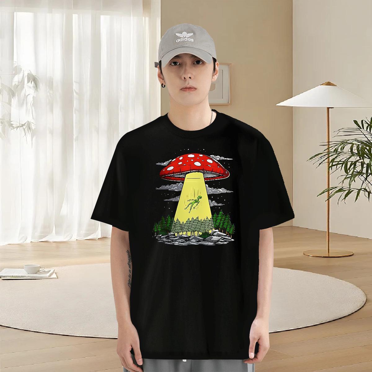 Comfortable Men Tees 230g Cotton Daily Wear mushroom Customized Print Breathable 2024 Summer T shirt Tees Shirts