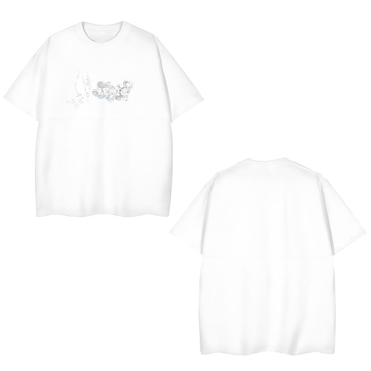 Loose Fit Men Clothes T-Shirt 100% Cotton 230g Butterfly Mens T Shirts Street Wear Round Neck Short Sleeve Oversized 4XL Casual New Tee Shirt