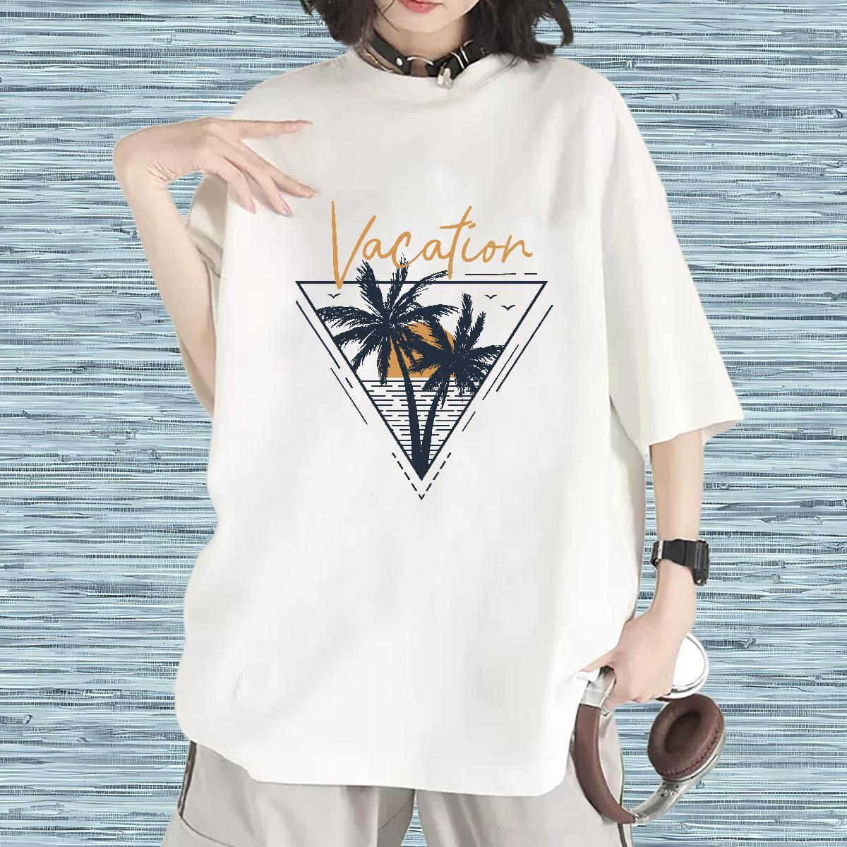 Nice T-Shirts for Women Comfortable Woman Tshirt Black Oversized tree Sports Street Wear 230g Pure Cotton 2024 Designer Tops Tees