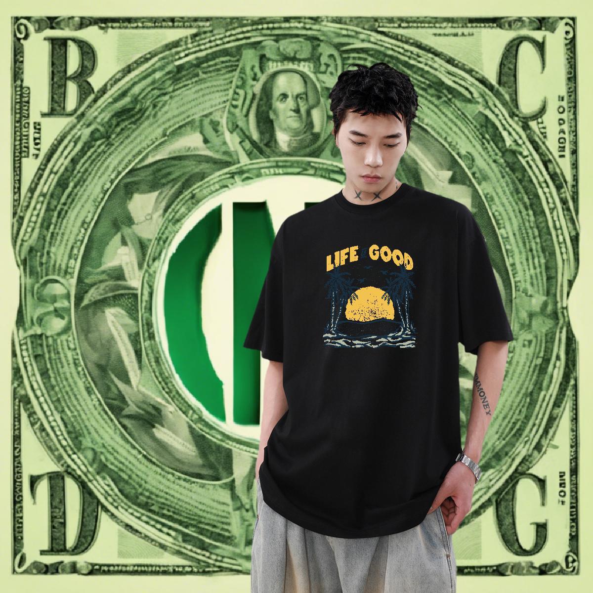 Loose Tshirts 230g Cotton High Street Hip Hop sun Asian Size Breathable Short Sleeve Classic T Shirts Men Polos