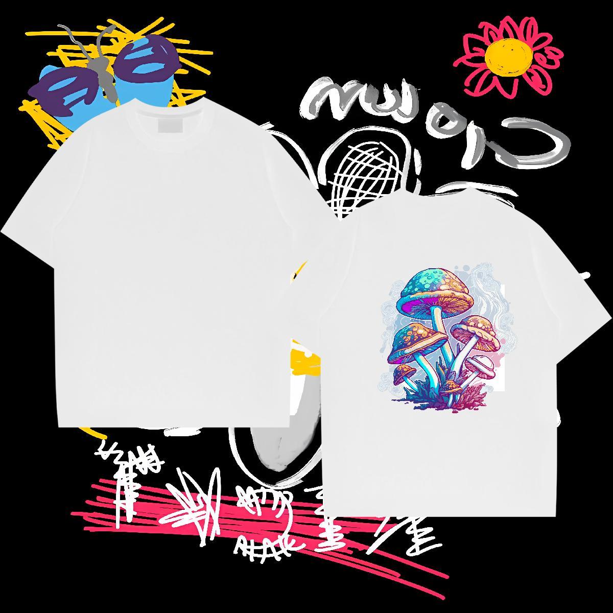 Fashion Designer Man T Shirts 100% Cotton 230g mushroom Sports Casual Tops Breathable Crew Neck Wholesale Men Tees White Plus Size