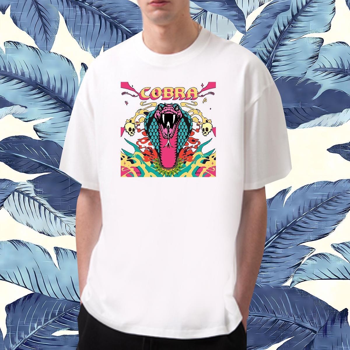 New Arrival Mens T Shirts 230g Cotton snake Summer Casual Polos Breathable Short Sleeve Wholesale Men Tops Tees Anime Print