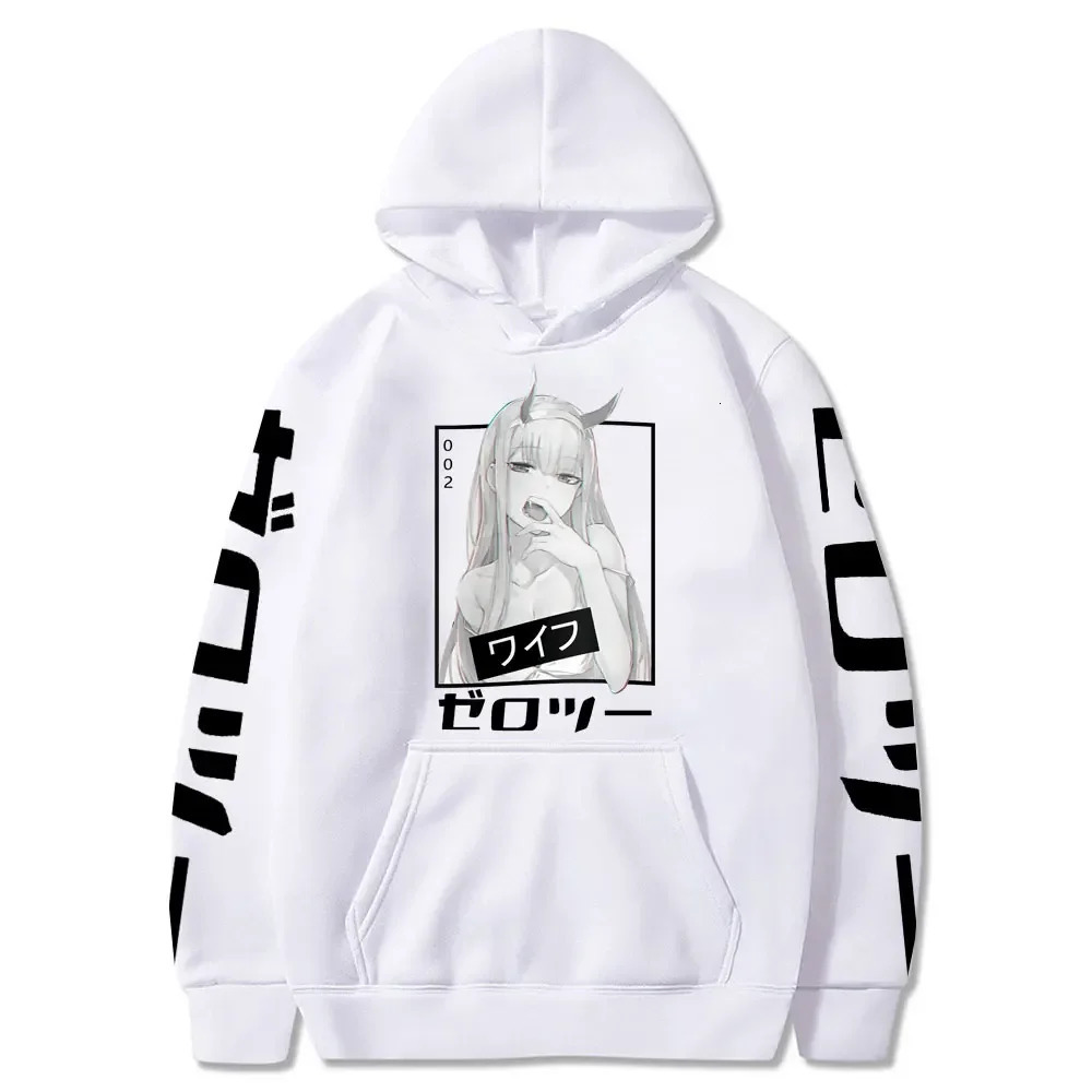 Anime Darling In The Franxx Zero Two Hoodies Men Casual Harajuku Streetwear Pullover Autumn Y2K Oversized Hooded Sweatshirt Tops 240807