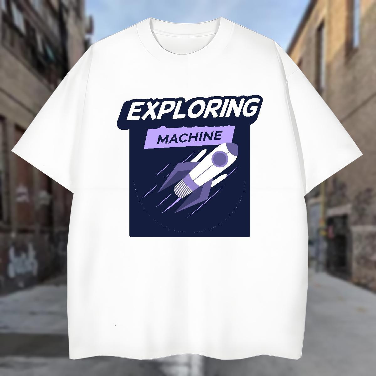 T Shirts Men 230g Cotton planet High Street Hip Hop Crew Neck Skull Men Tshirts Customized Brand Tops Shirt